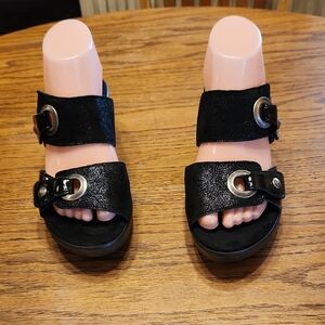 Helle Comfort Black Wedge Sandals Size 39